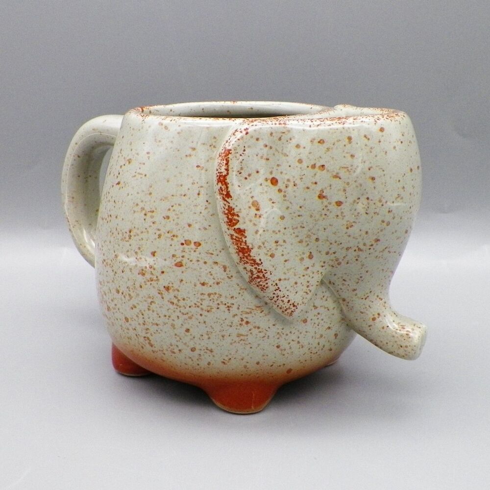 Ceramic Elephant Mug w/ Tea Bag Holder 16 Oz